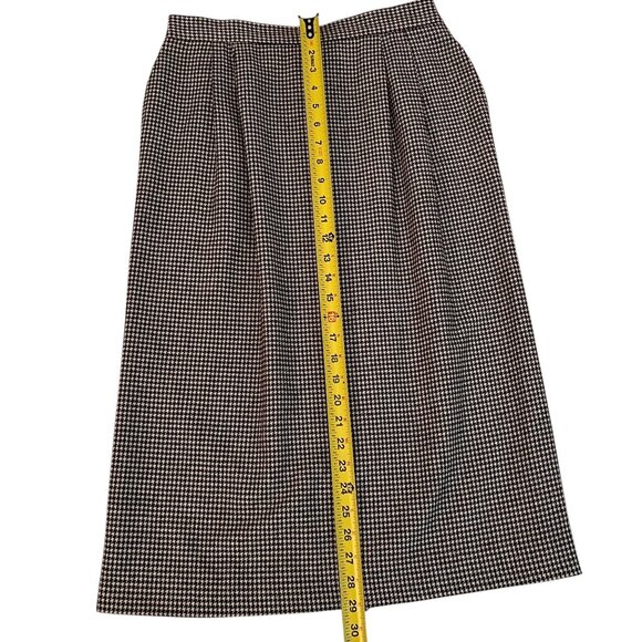 Vtg Vinci Black White Houndstooth Pencil Skirt Wool Back Slit Size 12 Pockets - Picture 9 of 13